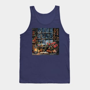 Fantasy winter starry night window Tank Top